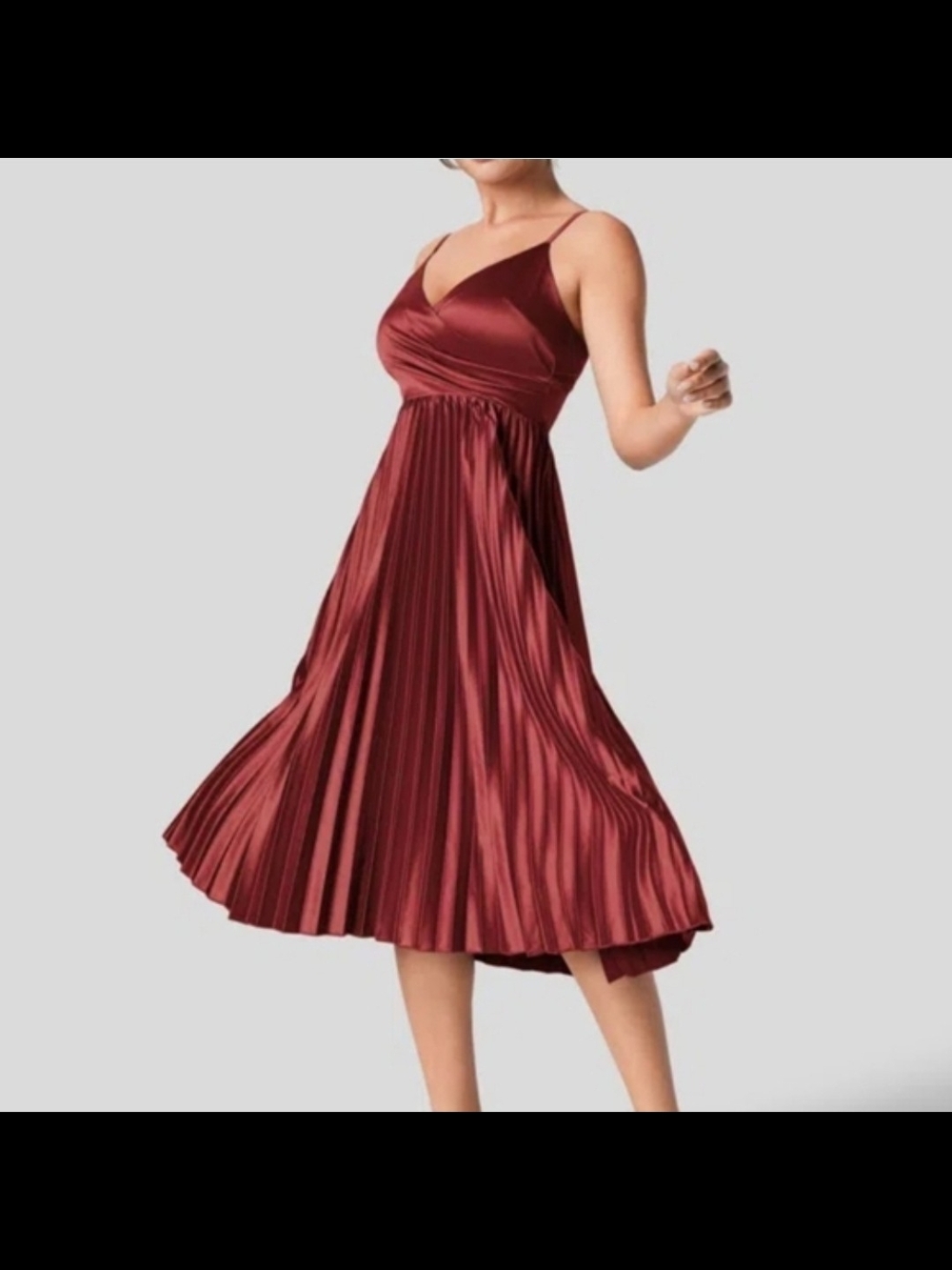 Halara V-neck Party Dress Sz L Pleated Skirt Spaguetti Straps Top Wrap Style #54